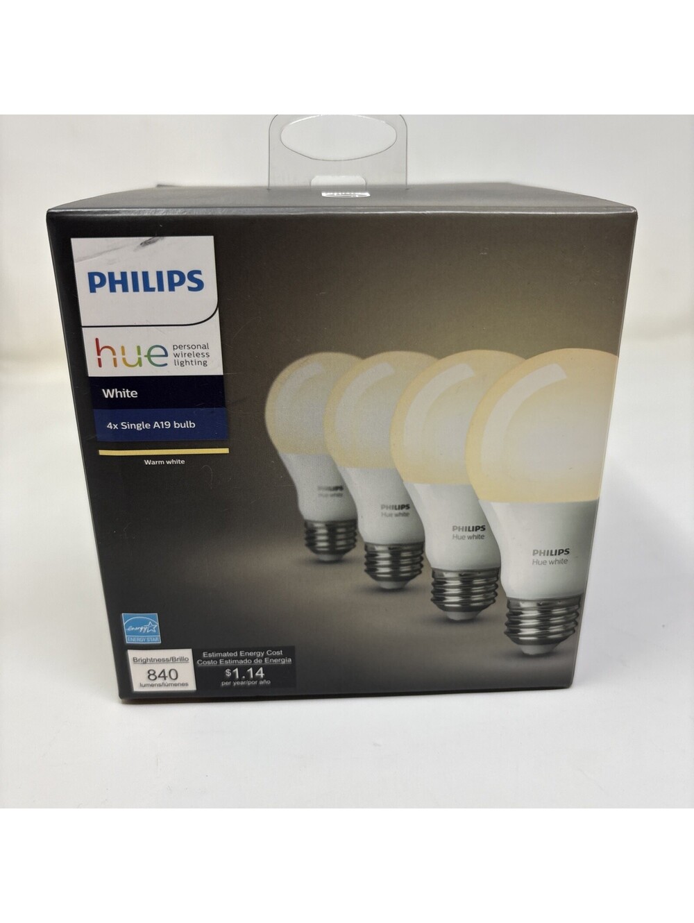 Philips Hue White A19 / E26 Smart LED Bulb (4-Pack) 4 x 9.5W White